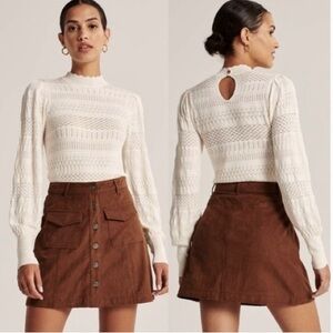 NWT ABERCROMBIE Pointelle Mock Neck Sweater Small